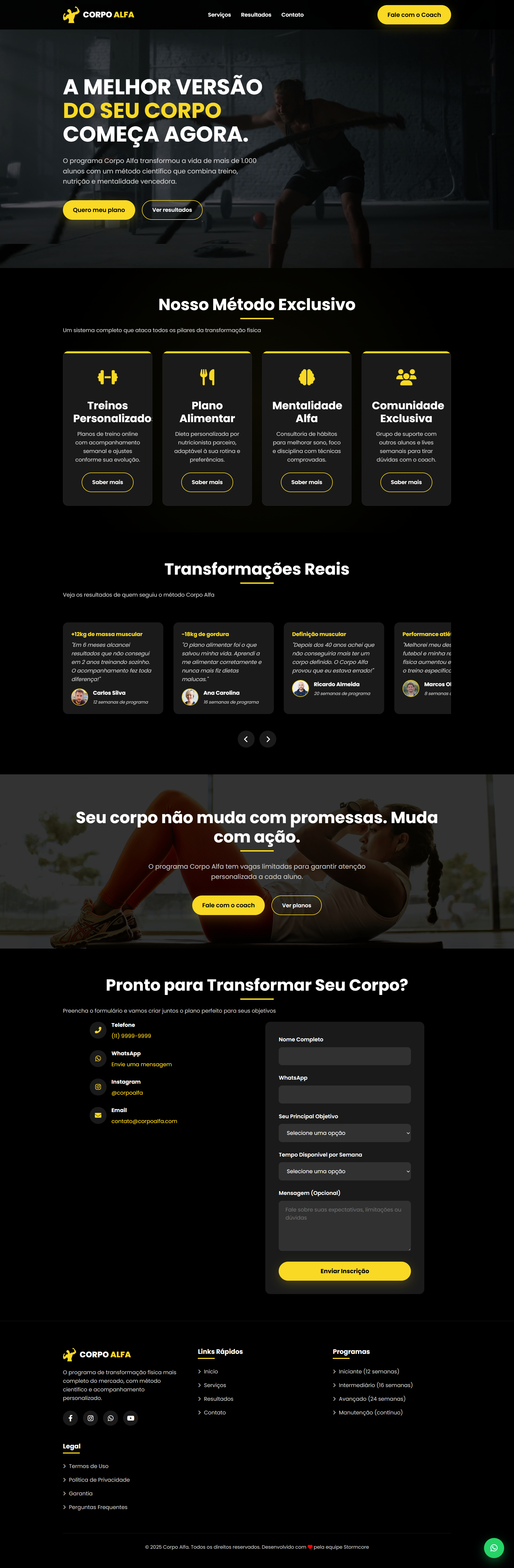 Prévia do site Corpo Alpha