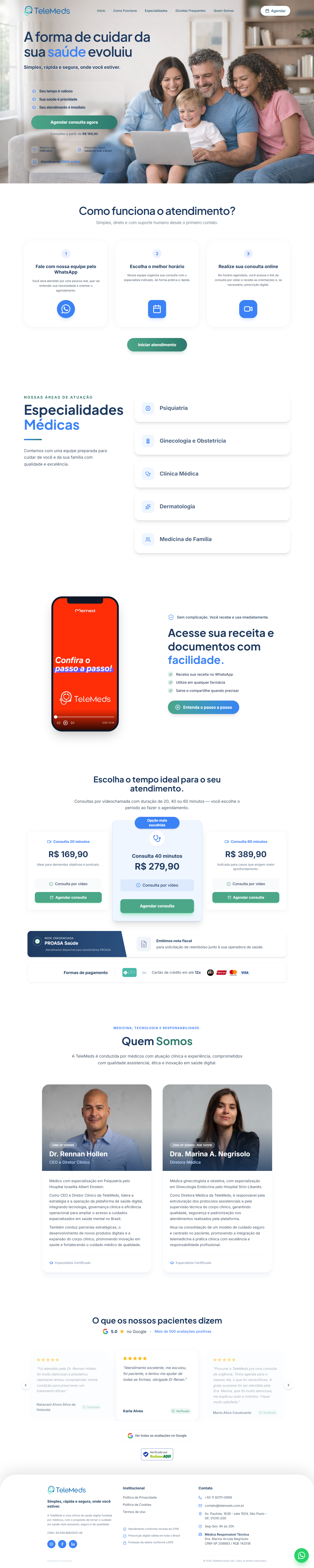 Prévia do site Telemeds